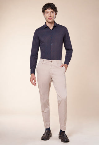 Camicia Uomo Slim Fit a Quadri con Collo Classico|Colore:Fant 01