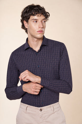 Camicia Uomo Slim Fit a Quadri con Collo Classico|Colore:Fant 01