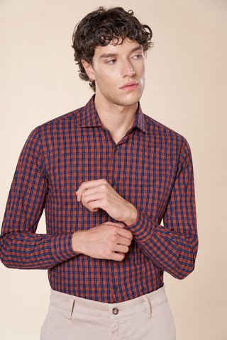 Camicia Uomo Slim Fit a Quadri con Collo Classico|Colore:Fant 02