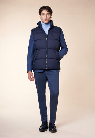 Gilet Uomo Imbottito Smanicato con Collo Alto|Colore:Blu