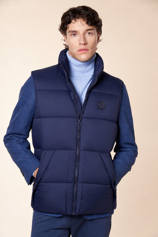 Gilet Uomo Imbottito Smanicato con Collo Alto|Colore:Blu