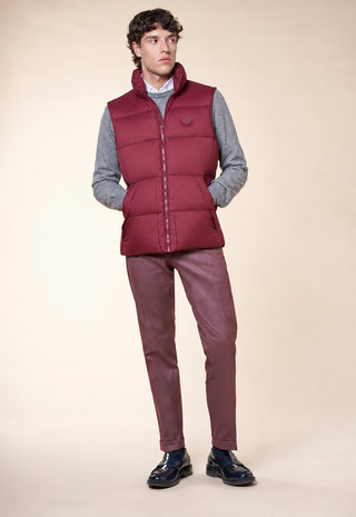 Gilet Uomo Imbottito Smanicato con Collo Alto|Colore:Bordeaux