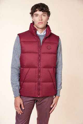 Gilet Uomo Imbottito Smanicato con Collo Alto|Colore:Bordeaux
