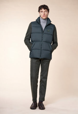Gilet Uomo Imbottito Smanicato con Collo Alto|Colore:Green