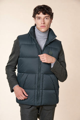 Gilet Uomo Imbottito Smanicato con Collo Alto|Colore:Green