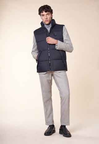 Gilet Uomo Imbottito Smanicato con Collo Alto|Colore:Black