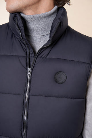 Gilet Uomo Imbottito Smanicato con Collo Alto|Colore:Black