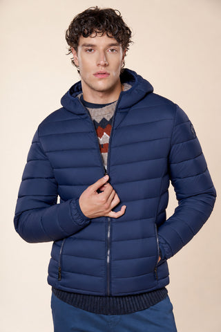 Piumino Uomo con Cappuccio e Tasche con Zip|Colore:Blu