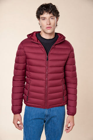 Piumino Uomo con Cappuccio e Tasche con Zip|Colore:Bordeaux