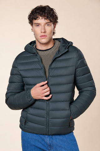 Piumino Uomo con Cappuccio e Tasche con Zip|Colore:Green