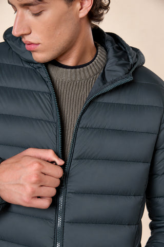 Piumino Uomo con Cappuccio e Tasche con Zip|Colore:Green
