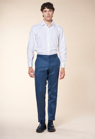 Pantaloni Uomo con Risvolto e Piega Centrale|Colore:Jeans