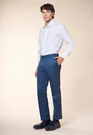 Pantaloni Uomo con Risvolto e Piega Centrale|Colore:Jeans