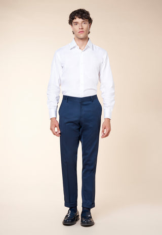 Pantaloni Uomo con Risvolto e Piega Centrale|Colore:Blu navy