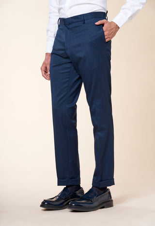 Pantaloni Uomo con Risvolto e Piega Centrale|Colore:Blu navy