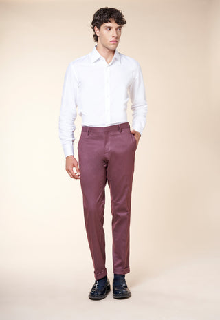 Pantaloni Uomo con Risvolto e Piega Centrale|Colore:Bordeaux