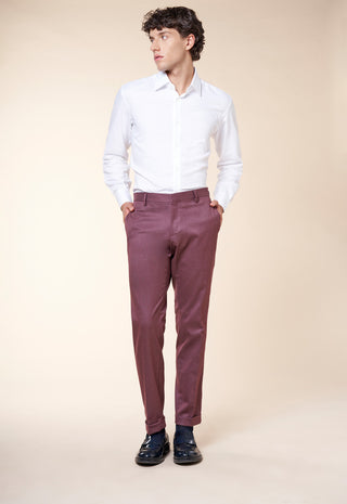 Pantaloni Uomo con Risvolto e Piega Centrale|Colore:Bordeaux