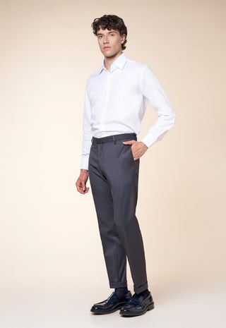 Pantaloni Uomo con Risvolto e Piega Centrale|Colore:Antracite