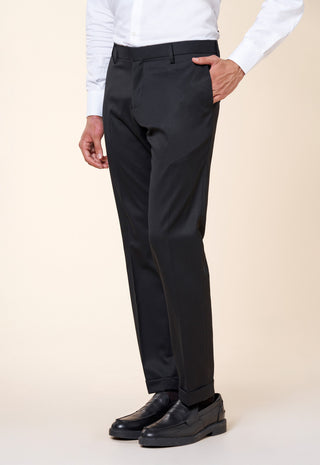 Pantaloni Uomo con Risvolto e Piega Centrale|Colore:Nero