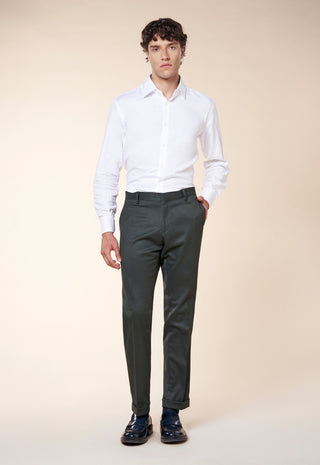 Pantaloni Uomo con Risvolto e Piega Centrale|Colore:Verde