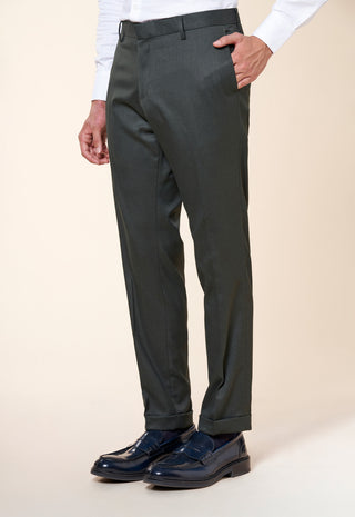 Pantaloni Uomo con Risvolto e Piega Centrale|Colore:Verde
