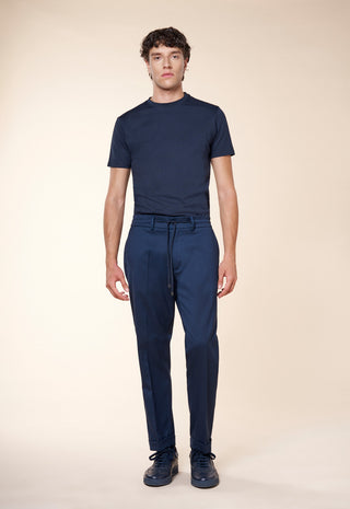 Pantaloni Uomo con Coulisse e Risvolto al Fondo|Colore:Blu