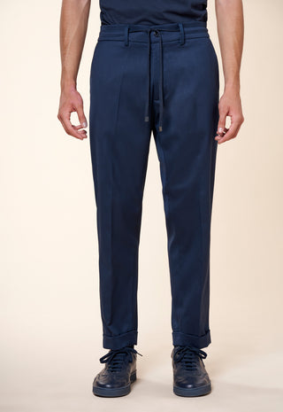 Pantaloni Uomo con Coulisse e Risvolto al Fondo|Colore:Blu