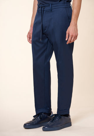 Pantaloni Uomo con Coulisse e Risvolto al Fondo|Colore:Blu