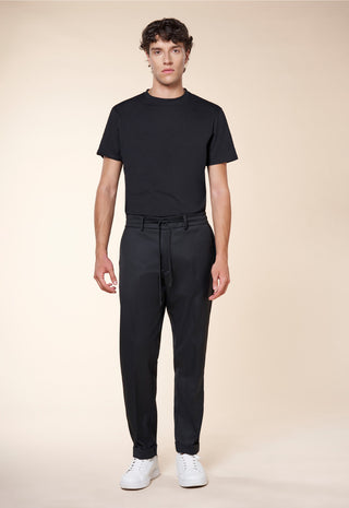 Pantaloni Uomo con Coulisse e Risvolto al Fondo|Colore:Nero