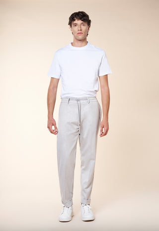 Pantaloni Uomo con Coulisse e Risvolto al Fondo|Colore:Perla