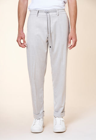 Pantaloni Uomo con Coulisse e Risvolto al Fondo|Colore:Perla