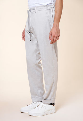 Pantaloni Uomo con Coulisse e Risvolto al Fondo|Colore:Perla