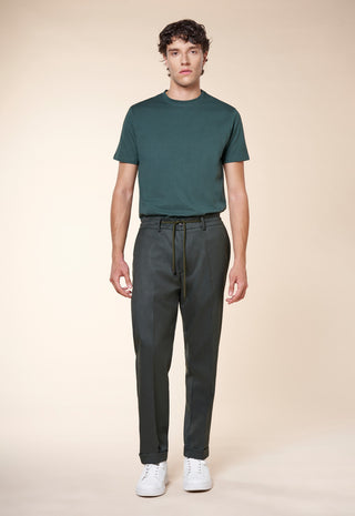 Pantaloni Uomo con Coulisse e Risvolto al Fondo|Colore:Verde
