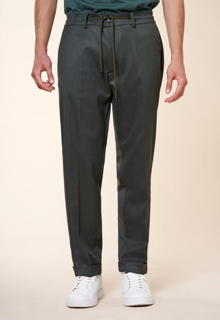 Pantaloni Uomo con Coulisse e Risvolto al Fondo|Colore:Verde