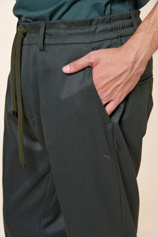 Pantaloni Uomo con Coulisse e Risvolto al Fondo|Colore:Verde