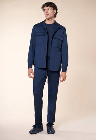 Overshirt Uomo con Tasche Applicate e Bottoni|Colore:Blu