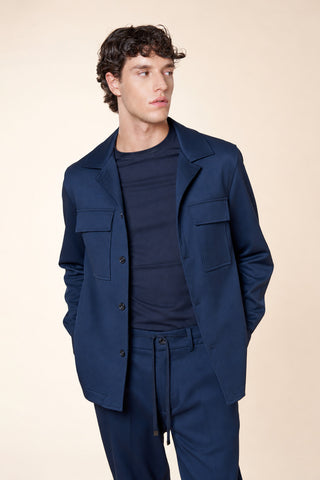 Overshirt Uomo con Tasche Applicate e Bottoni|Colore:Blu