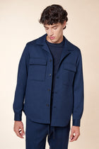 Overshirt Uomo con Tasche Applicate e Bottoni|Colore:Blu