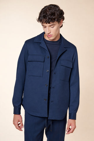 Overshirt Uomo con Tasche Applicate e Bottoni|Colore:Blu