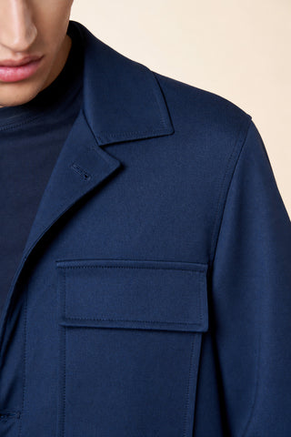 Overshirt Uomo con Tasche Applicate e Bottoni|Colore:Blu