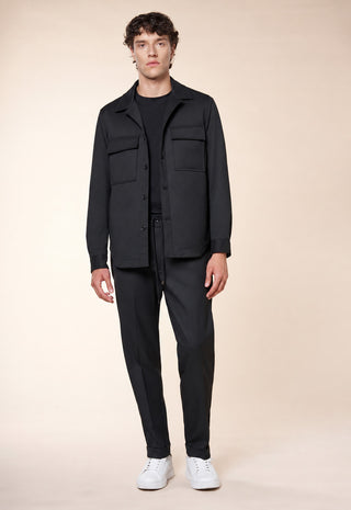Overshirt Uomo con Tasche Applicate e Bottoni|Colore:Nero