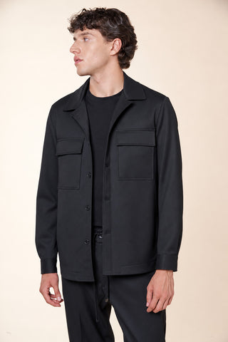 Overshirt Uomo con Tasche Applicate e Bottoni|Colore:Nero