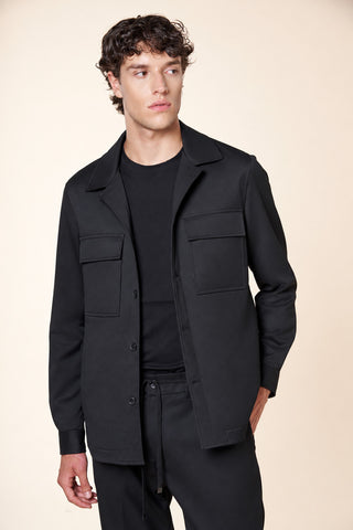 Overshirt Uomo con Tasche Applicate e Bottoni|Colore:Nero