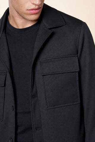 Overshirt Uomo con Tasche Applicate e Bottoni|Colore:Nero