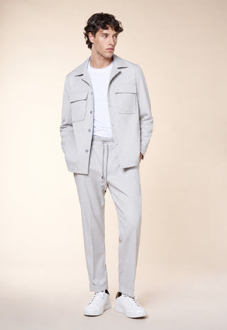 Overshirt Uomo con Tasche Applicate e Bottoni|Colore:Perla