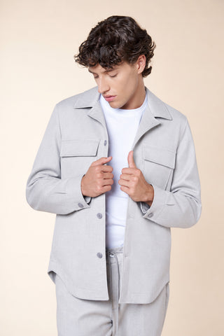 Overshirt Uomo con Tasche Applicate e Bottoni|Colore:Perla