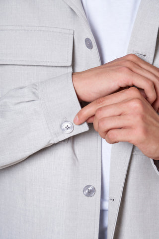 Overshirt Uomo con Tasche Applicate e Bottoni|Colore:Perla