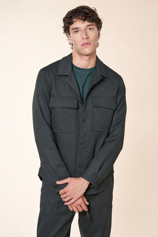 Overshirt Uomo con Tasche Applicate e Bottoni|Colore:Verde