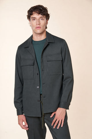 Overshirt Uomo con Tasche Applicate e Bottoni|Colore:Verde