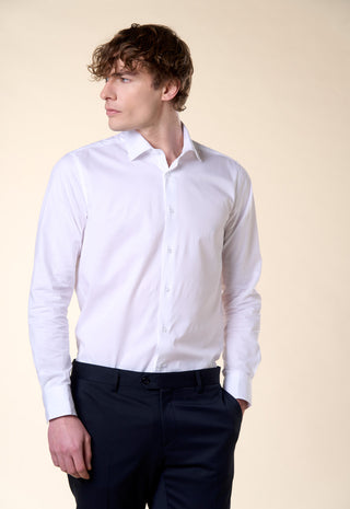 Camicia Uomo Twill Regular Fit con Collo Classico|Colore:Bianco